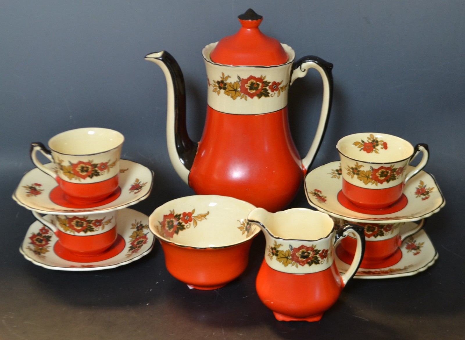 A Wedgwood Richelieu part coffee set; c.1930