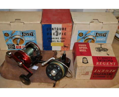 Fishing reels - Ambassador 900; Ceutaure Pacific 5, model number 501, boxed; K.P. Morritts Intrepid Regent, boxed; others, Al