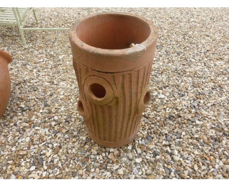 Terracotta Planter / Strawberry Pot in the form of a Tree Trunk