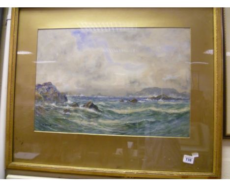 Vintage sea scape watercolour signed D Ward