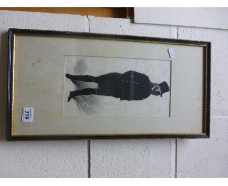 Framed Georgian silhouette portrait of a man in top hat 
