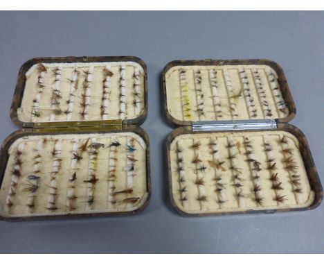Fishing - Vintage Two Bakelite Hardy Brothers flybox with flies