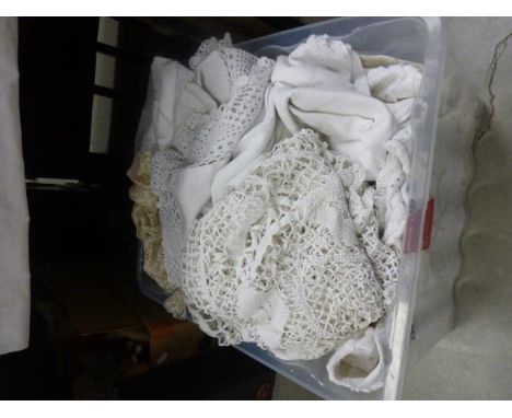 Large Box of Mixed Vintage Linen and Lace