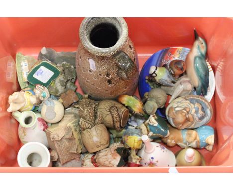 Two Boxes of Mixed Ceramics including Lilliput Lane, Radford Relief Vase, Frog in the Mug, Sylvac Jug, Pendelphins, etc