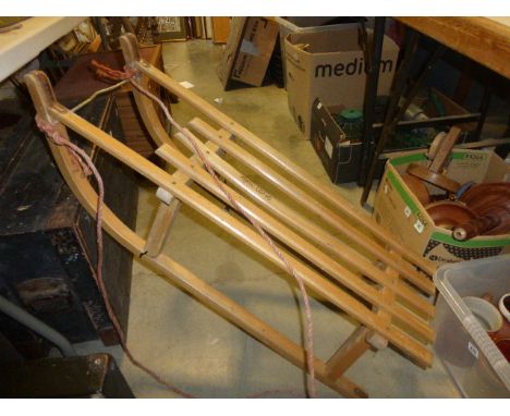 Vintage Wooden Sledge marked Davos
