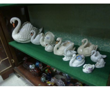 Twelve Ceramic Swan Planters including Dartmouth