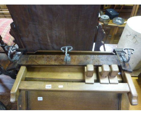 Arts and Crafts Style Oak Cloak Hooks with Iron Hooks and another Oak Coat Hooks with moveable hooks