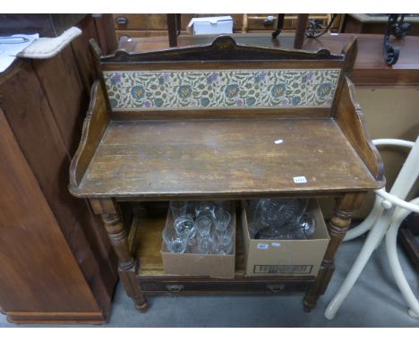 Victorian Pine Washstand with Tiled Gallery Back and Pot Shelf with Drawers below