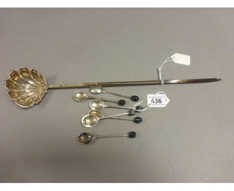 White Metal Toddy Ladle and Set of Six Silver Coffee Bean Spoons