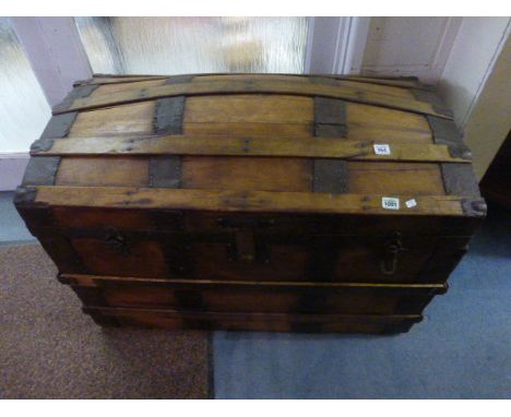 Large Victorian pine dome toped trunk