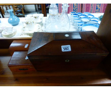 Georgian Mahogany Tea Caddy plus Two Small Wooden Boxes