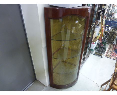 Mahogany Corner Bow Fronted Display Cabinet with Glass Front Panel and Shelves