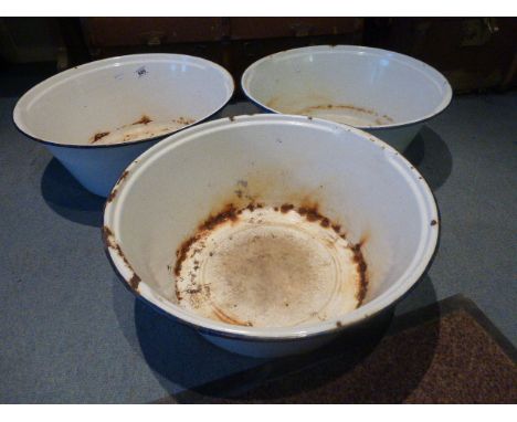 Three Enamel Bowls