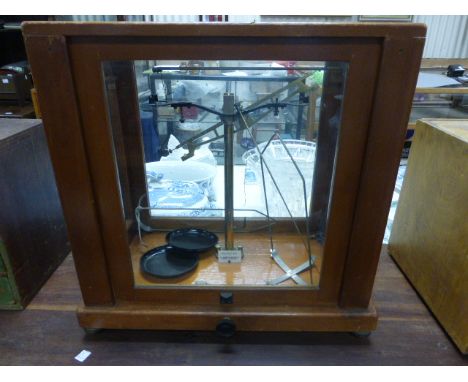 George & Becker of London Mahogany Cased Scientific Balance Scales