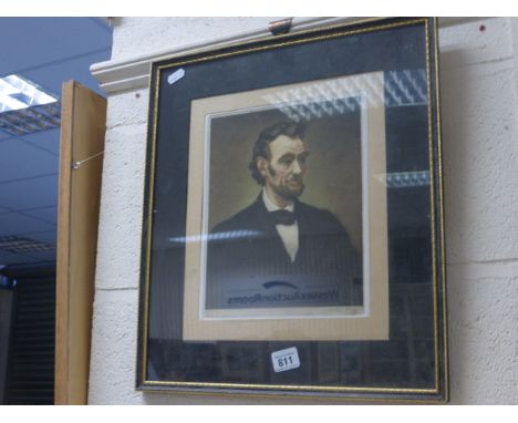 Fie coloured engraving portrait of American President Abraham Lincoln