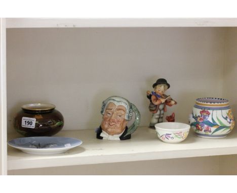 Mixed Lot of Ceramics including Two Poole, Goebel Hummel Figure, Doulton Lawyer Character Jug, Carltonware Rouge Royale Bowl,
