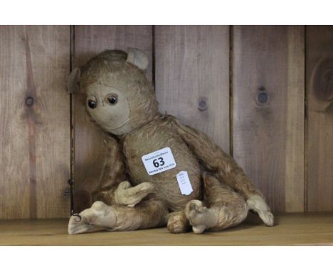 Vintage Straw Filled Monkey with Glass Eyes