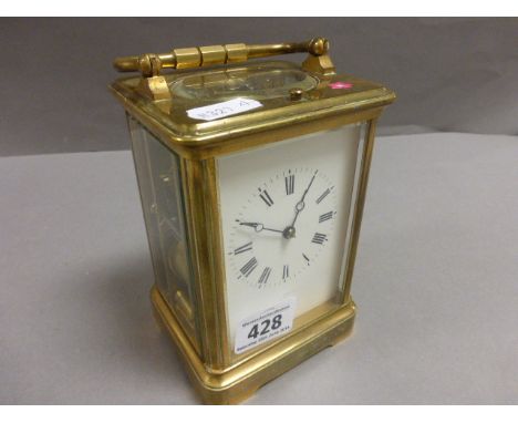 Early 20th century Repeater Carriage Clock, Paris retailer, with key