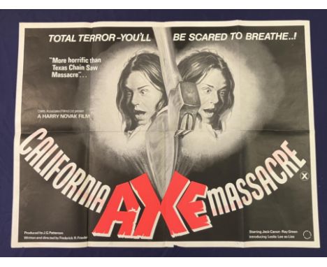 California Axe Massacre, 1974, UK Quad film poster, 39.7 x 29.8 inches, Phobia, 1980, UK Quad film poster, 39.8 x 29.7 inches