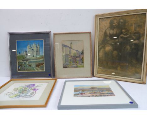 An interesting selection of various framed and glazed wall-hanging pictures and prints etc. to include ANNETTE FIRTH 'The SYP