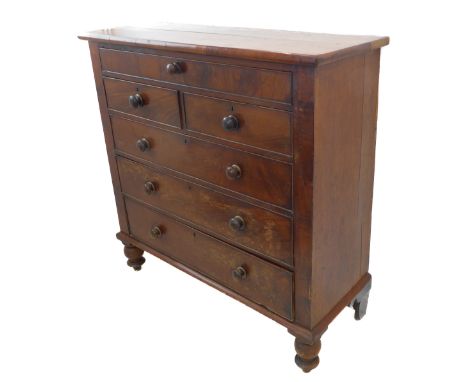 A 19th century mahogany Scotch-style chest; the slightly overhanging top with cushion moulded edge above one slim full-width 