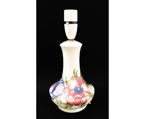 A Moorcroft Pottery table lamp of tapering baluster form, tube-lined and hand-decorated with poppies, impressed marks to unde