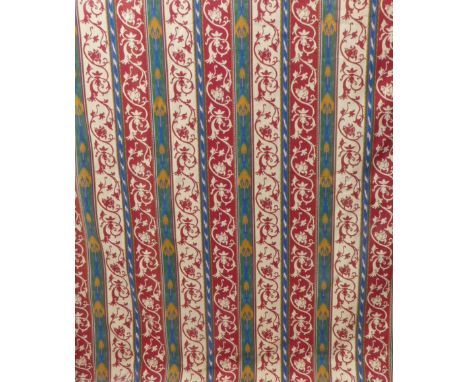 A pair of tapestry weave effect curtains in a red and green medieval style pattern, goblet headings, thermal lining with cott