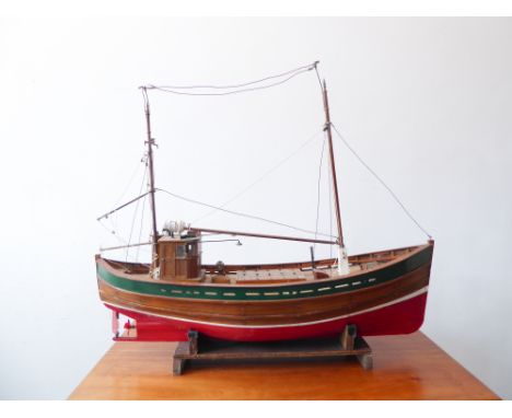 A good custom-built wooden model on stand of a Bridlington fishing smack 'Eileen' (85cm long x 25.5cm widest)