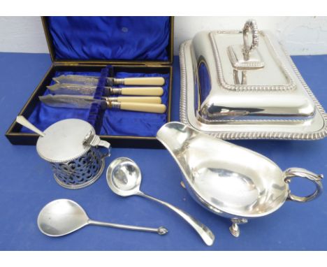 Mostly early 20th century silver plate in the Georgian style:&nbsp;an early 20th century George III style rectangular&nbsp;en