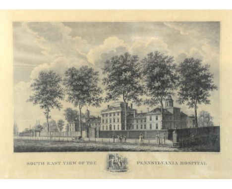 19th century print, 'The South View of Pennsylvania Hospital'. 45cm x 59cmProvenance: Single owner collection
