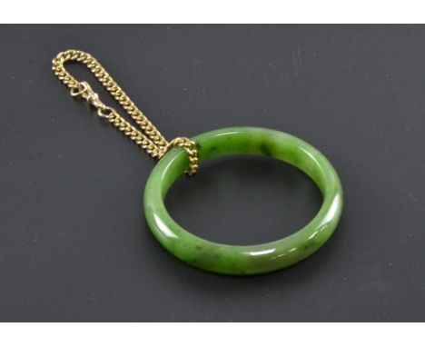 Gold bracelet , 9 ct  and a jade bangle 