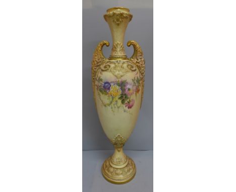 A Royal Worcester tall blush ivory vase, 42cm 