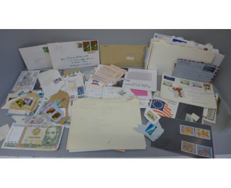 Stamps including mint stamps, first day covers and banknotes 
