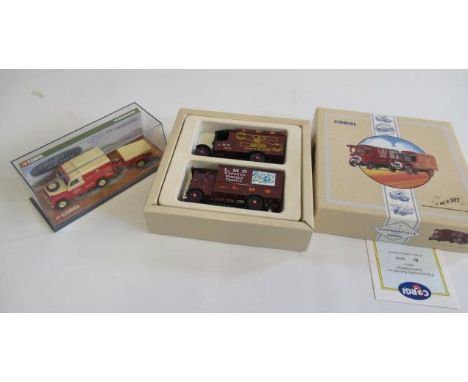 Corgi L.M.S. Set with AEC and Thorny Croft van and a Rover Mobile Service School, boxed E (Est. plus 21% premium inc. VAT)