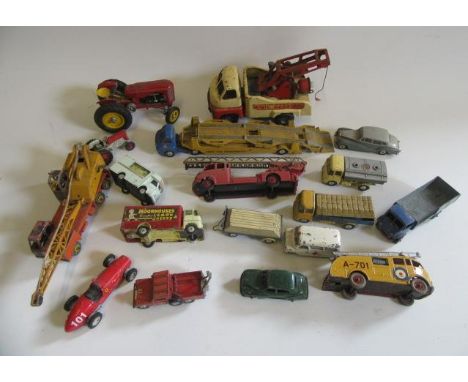 Playworn vehicles by Dinky, Corgi and others, and a Minic Garages Pick-Up Truck, P (Est. plus 21% premium inc. VAT)