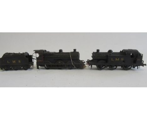 Home built 0-6-0 goods tender engine for three rail and home built 0-6-0 tank for clockwork coarse scale, both finished in L.