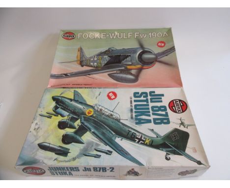 Airfix 1/24 Scale JU87B Stuka and Focke Wulf 109-A, boxed, contents in plastic bags, unchecked for completeness (2) (Est. plu
