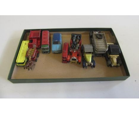 Ten diecast vehicles by Corgi, Matchbox and Dinky including Rolls Royce, Morris and Dump truck, F-P (Est. plus 21% premium in