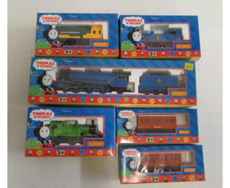 Hornby Thomas and Friends R9066 Bert, R870 Oliver, R383 Gordon, 351 Thomas and two 4-wheel coaches, all items boxed, G-E (Est