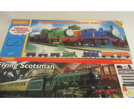Hornby Thomas the Tank Engine Set with Thomas and Percy locomotives and wagons, boxed G-E, a Flying Scotsman Set with Flying 