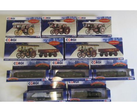 Corgi Modern Issues Vintage Glory comprising three Showmans engines, two Showmans engines with trailers and five static steam