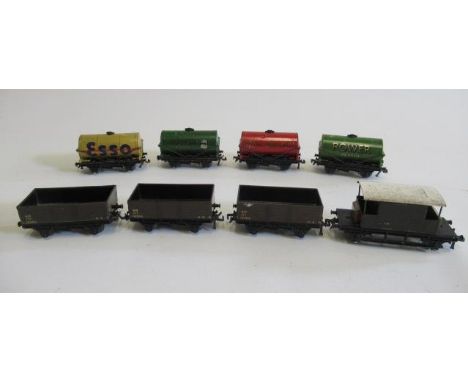Three Hornby Dublo S.R. coal wagons, S.R. brake van and four petrol tankers, F (8) (Est. plus 21% premium inc. VAT)