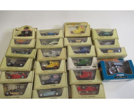 Twenty four Matchbox Models of Yesteryear, late issues, boxed, E, and a Lledo and Corgi Fred Dibnah wagon (Est. plus 21% prem
