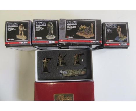 Corgi Forward March figures comprising dead German soldier on barbed wire, SAS Trooper, British MP, British Paratrooper, and 