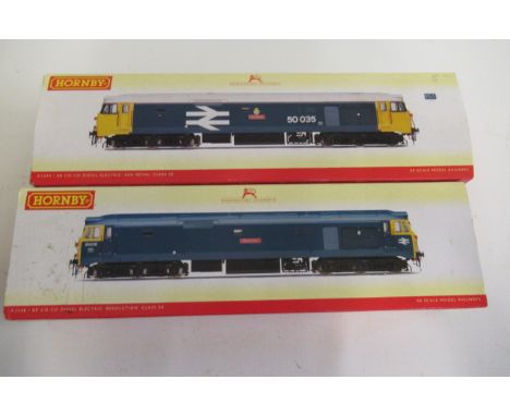 Hornby Class 50 Resolution in B.R. blue and Class 50 Ark Royal in B.R. blue, boxed, G-E (Est. plus 21% premium inc. VAT)