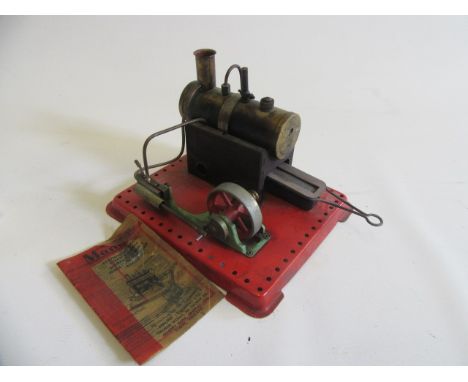 Mamod stationary steam engine, scorching to boiler and paintwork, water level plug missing, F-P (Est. plus 21% premium inc. V