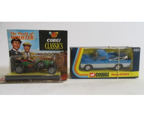 Corgi Classics World of Wooster Car with figures Jeeves and Wooster, boxed E, and a 493 Mazda pick-up truck, boxed E (Est. pl