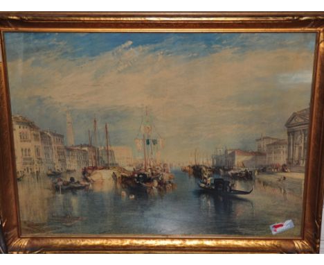 After Canaletto, Venetian canal scene coloured print