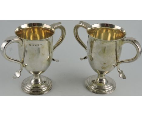 A rare pair of early Victorian silver loving cups, hallmarked Sheffield 1855 by Henry Eyre, weight: 25oz