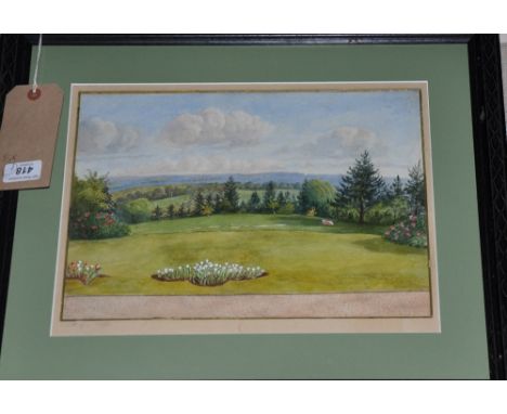 An original landscape watercolour signed CKG 1892, a 17th century print and a ribbon map print